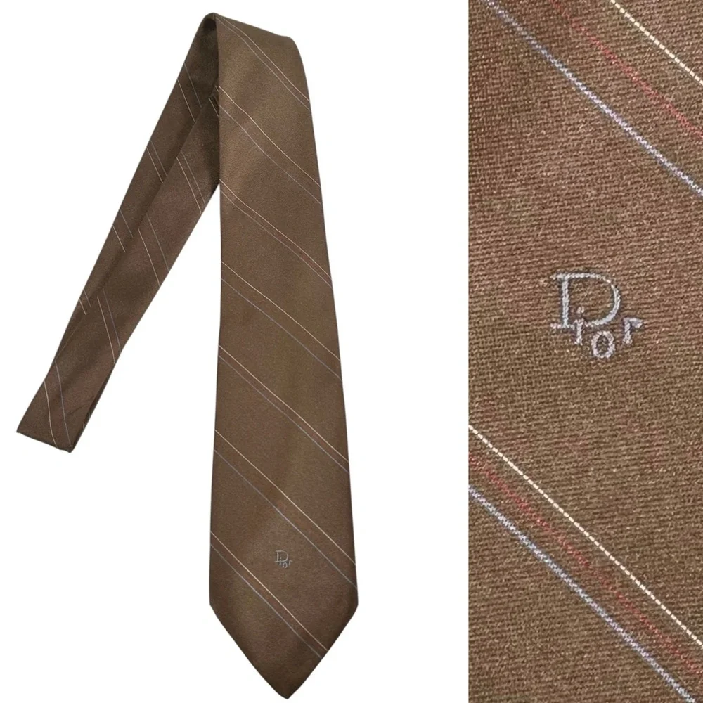 CHRISTIAN DIOR VINTAGE Dior Embroidered Logo Necktie